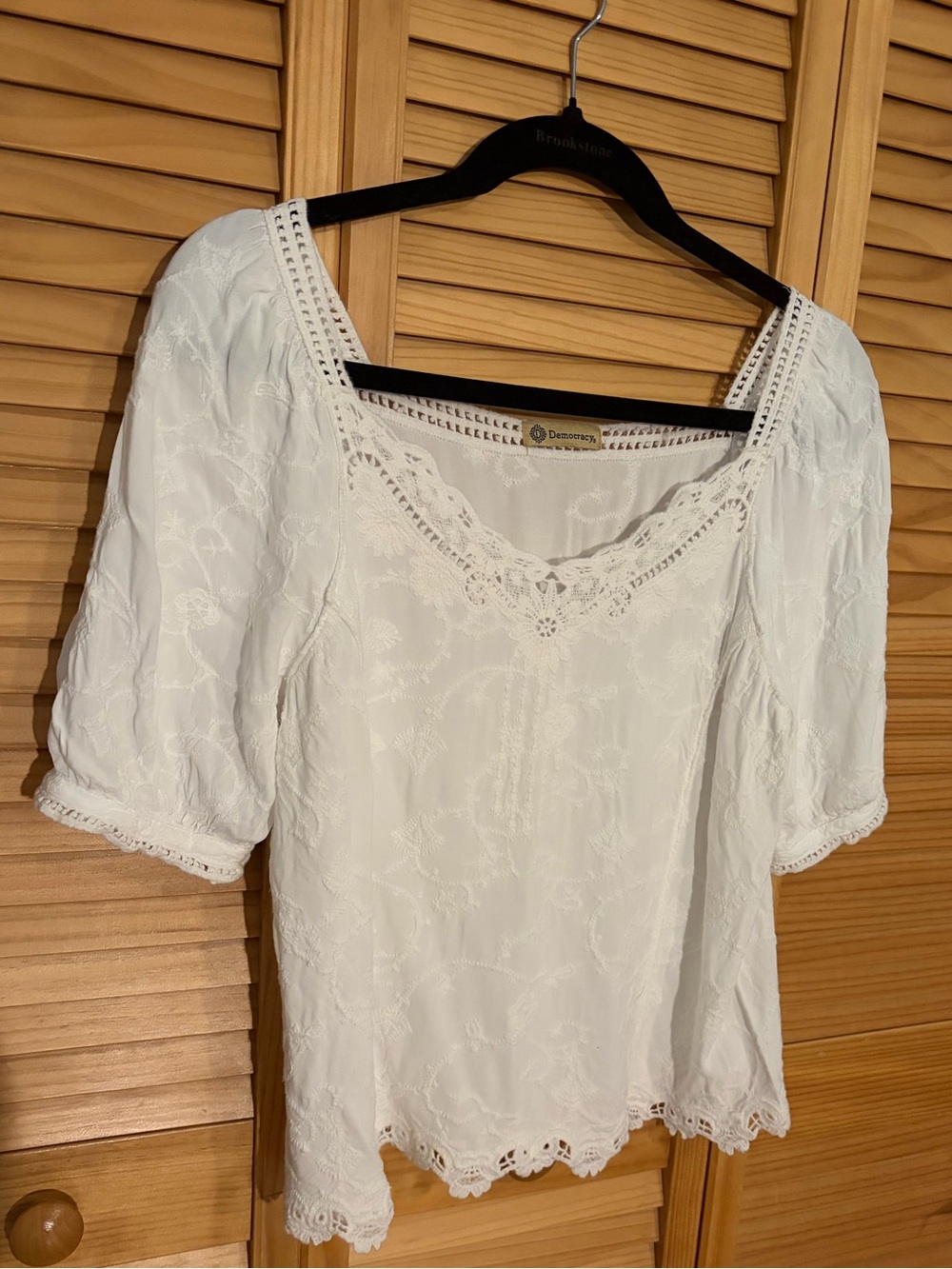 Democracy White Embroidered Blouse